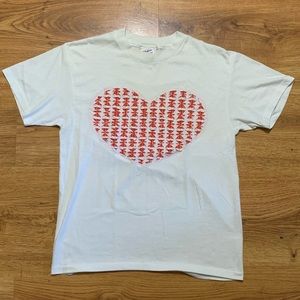 90s Hanes Quilted Heart Corazon White Tee Shirt Custom L